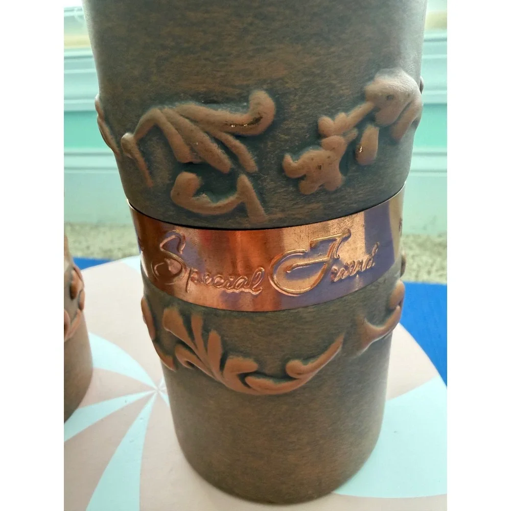 Rustic Faux Wood Pillar Candle Holders Set Daughter & Special Friend Copper Band